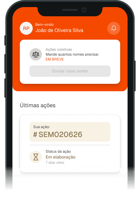 Tela do aplicativo Mais Score mostrando o andamento do processo