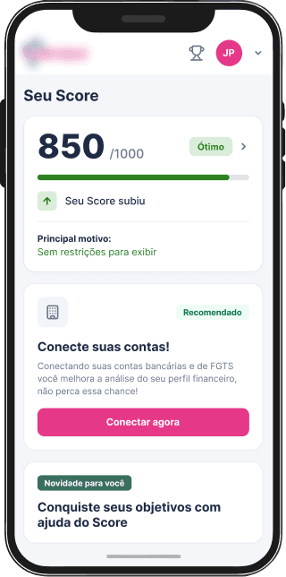 Score de crédito alto, classificado como ótimo