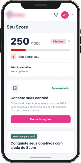 Score de crédito baixo, classificado como péssimo